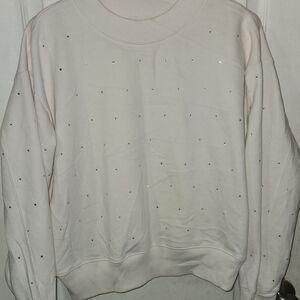 A New Day Cream Sweatshirt with Rhinestones
